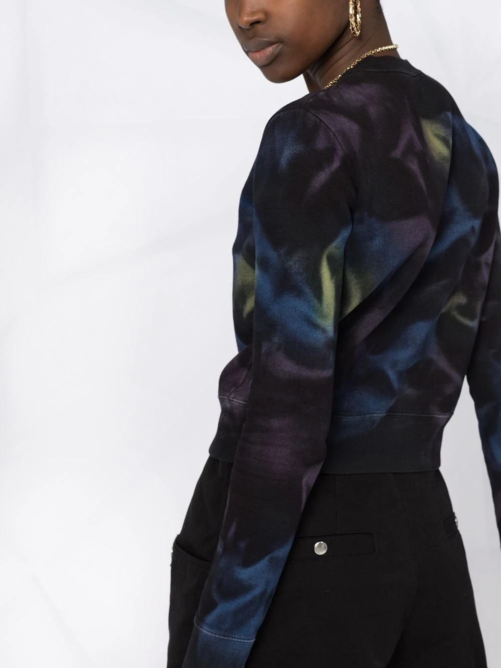 Saint Laurent logo-print wave-print sweatshirt