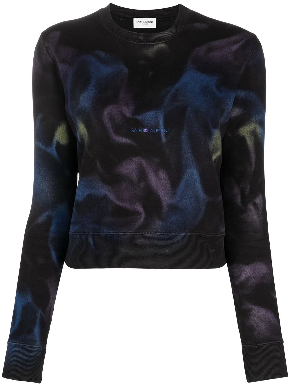 Saint Laurent logo-print wave-print sweatshirt