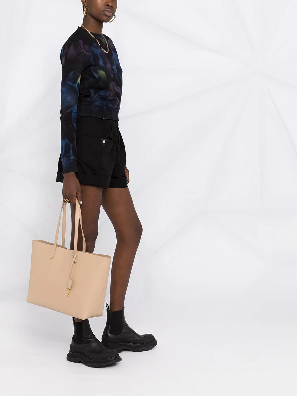 Saint Laurent logo-print wave-print sweatshirt