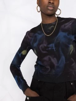 Saint Laurent logo-print wave-print sweatshirt