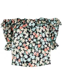 Saint Laurent floral print off-the-shoulder blouse