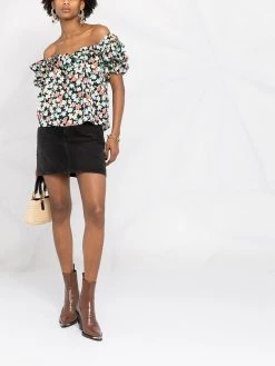 Saint Laurent floral print off-the-shoulder blouse