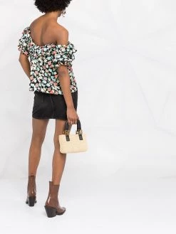 Saint Laurent floral print off-the-shoulder blouse