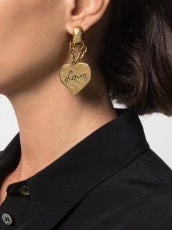 Saint Laurent love heart chain drop earrings