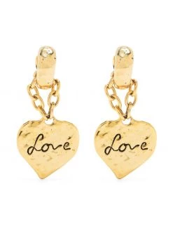Saint Laurent love heart chain drop earrings