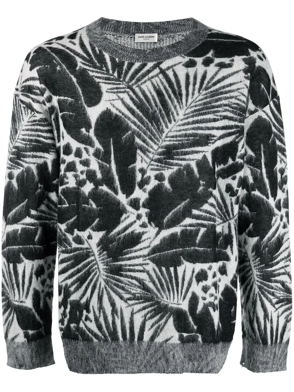 Saint Laurent foliage-pattern crew neck jumper