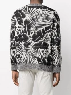 Saint Laurent foliage-pattern crew neck jumper