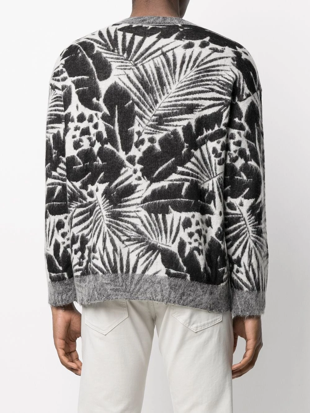 Saint Laurent foliage-pattern crew neck jumper