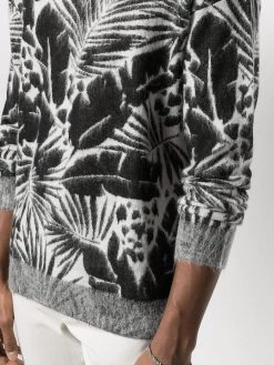 Saint Laurent foliage-pattern crew neck jumper