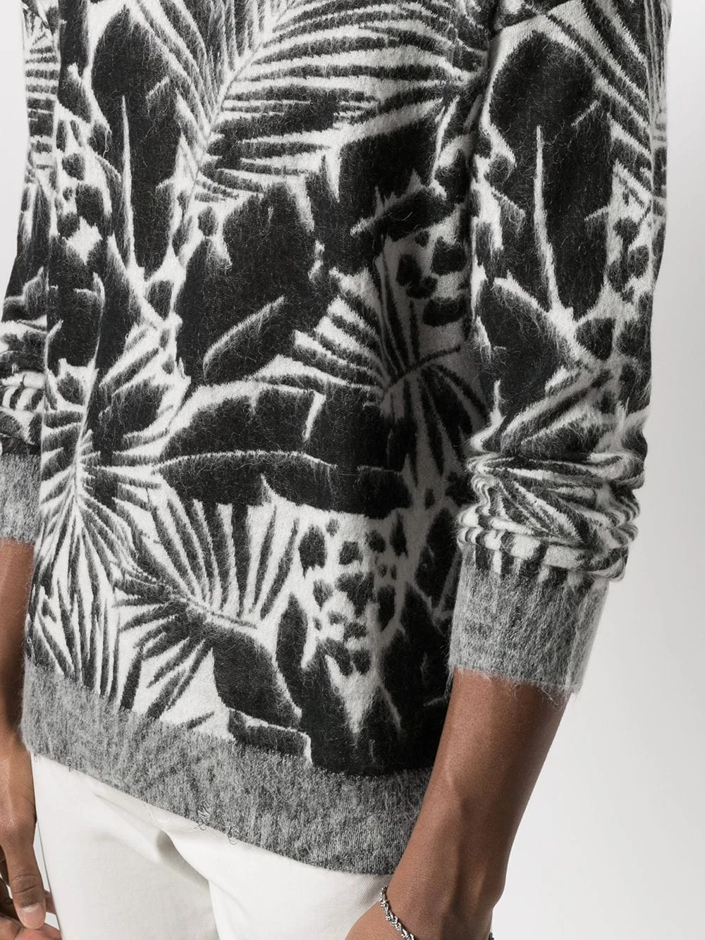 Saint Laurent foliage-pattern crew neck jumper