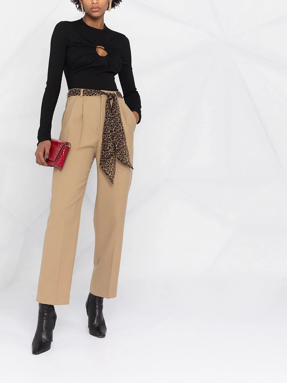 Saint Laurent silk belt pleated trousers