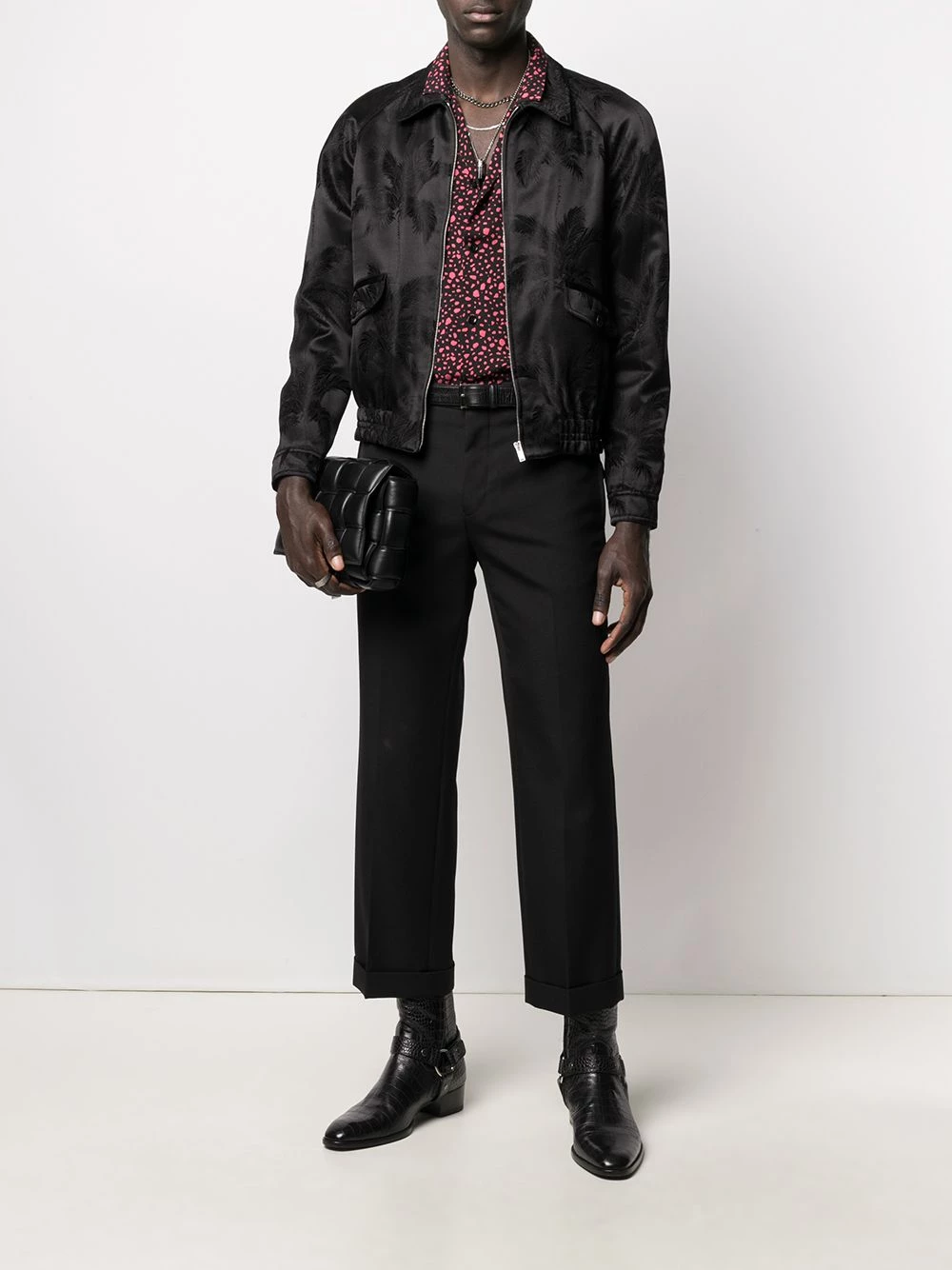 Saint Laurent palm motif embroidered jacket