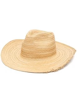 Saint Laurent unfinished detail straw hat