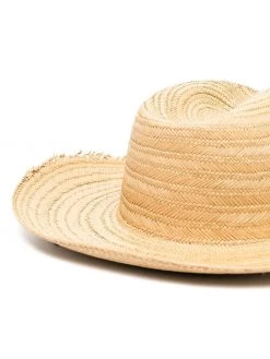 Saint Laurent unfinished detail straw hat