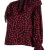 Saint Laurent one-sleeve polka-dot silk blouse