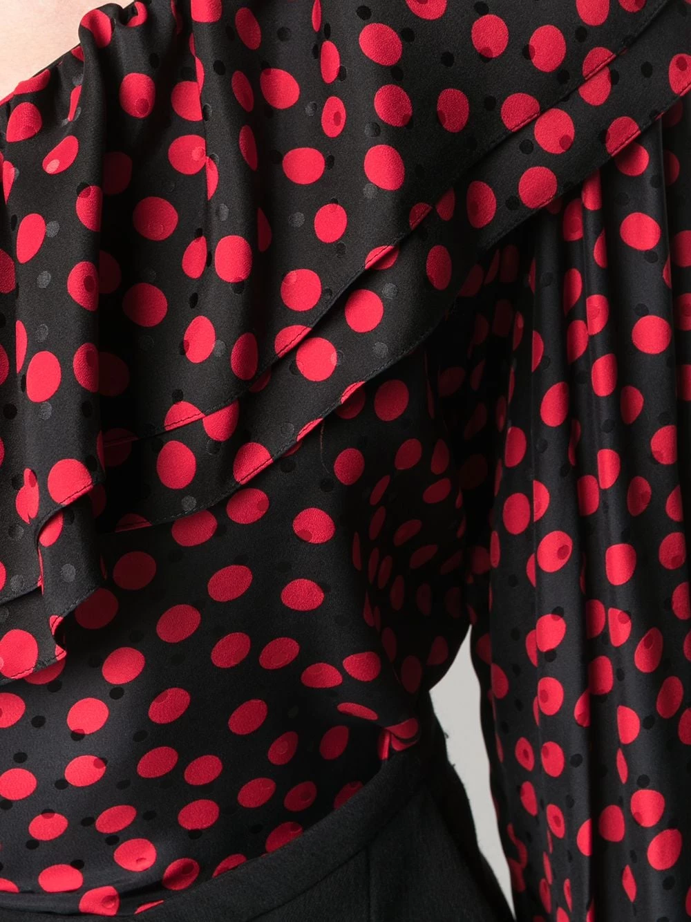 Saint Laurent one-sleeve polka-dot silk blouse