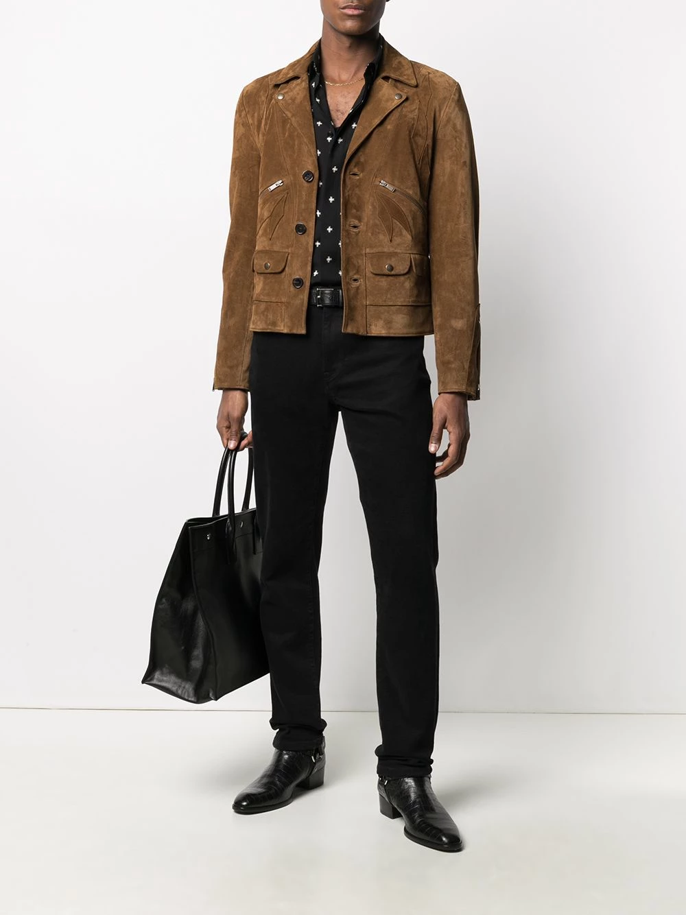 Saint Laurent single-breasted suede jacket