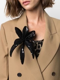 Saint Laurent floral-detail sequinned brooch