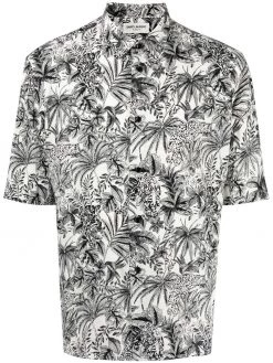 Saint Laurent leaf-print short-sleeve shirt