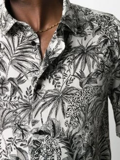 Saint Laurent leaf-print short-sleeve shirt
