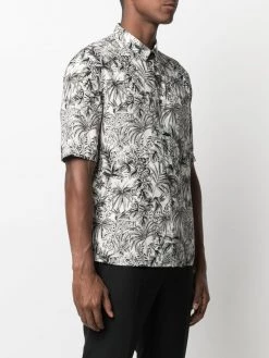 Saint Laurent leaf-print short-sleeve shirt