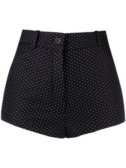 Saint Laurent high-waisted polka dot denim shorts