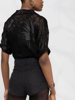 Saint Laurent high-waisted polka dot denim shorts