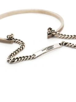 Saint Laurent oxidised chain-detail bangle set