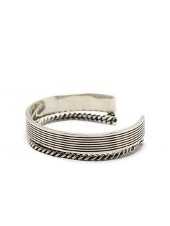 Saint Laurent stripe-engraved brass bracelet