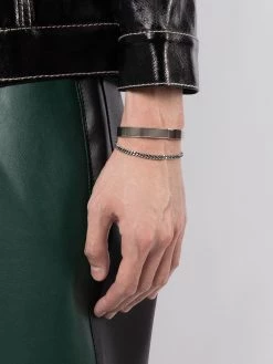 Saint Laurent stripe-engraved brass bracelet
