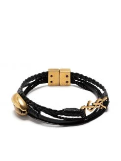 Saint Laurent logo-plaque braided bracelet