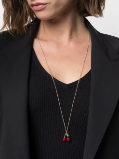 Saint Laurent long cherry pendant necklace
