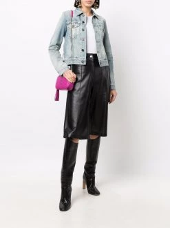 Saint Laurent anchor embroidery cropped denim jacket