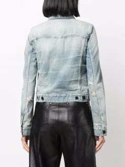 Saint Laurent anchor embroidery cropped denim jacket