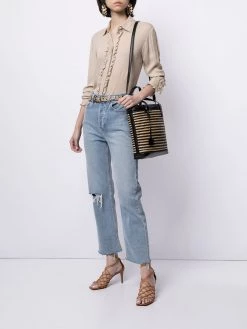 Saint Laurent raffia panelled tote bag