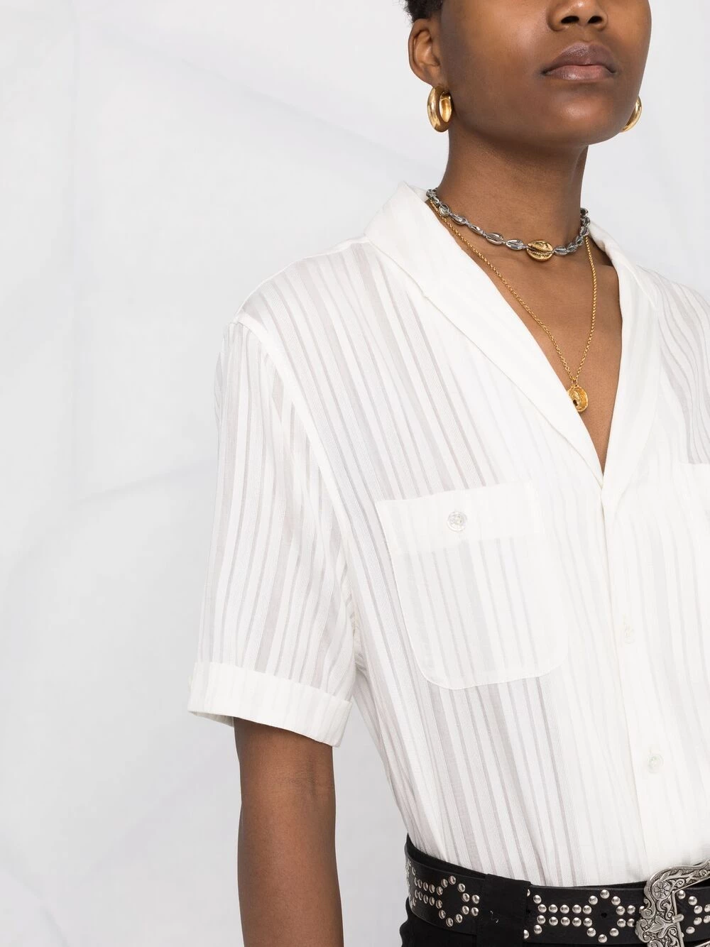 Saint Laurent V-neck short-sleeve shirt