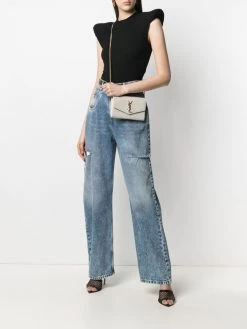 Saint Laurent Uptown crocodile-effect clutch bag