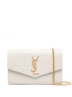 Saint Laurent Uptown crocodile-effect clutch bag
