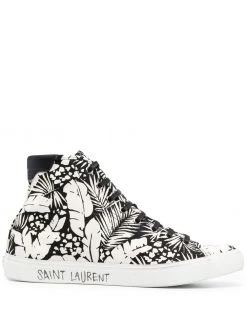 Saint Laurent tropical print high-top sneakers