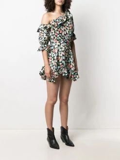 Saint Laurent one-shoulder floral print dress