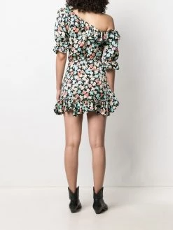 Saint Laurent one-shoulder floral print dress