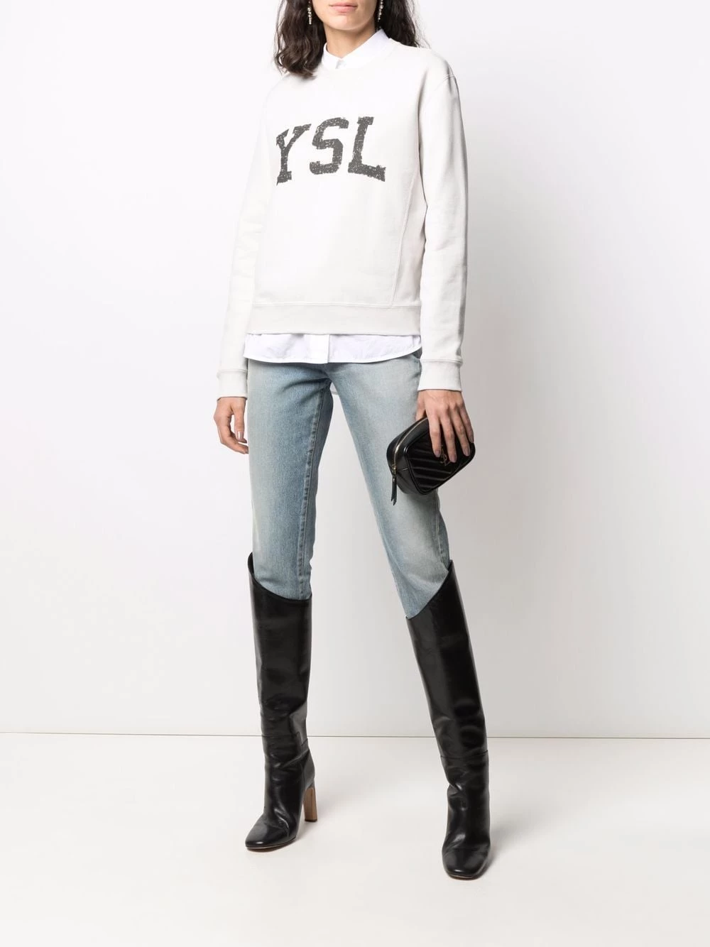 Saint Laurent logo-print cotton sweatshirt