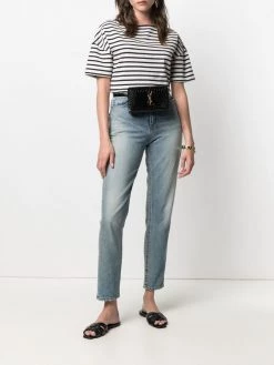 Saint Laurent crocodile-effect logo-plaque belt bag