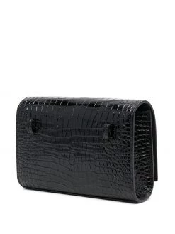 Saint Laurent crocodile-effect logo-plaque belt bag