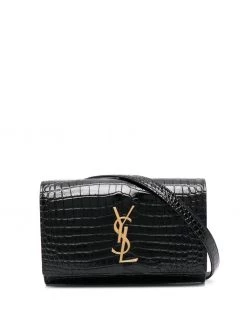 Saint Laurent crocodile-effect logo-plaque belt bag