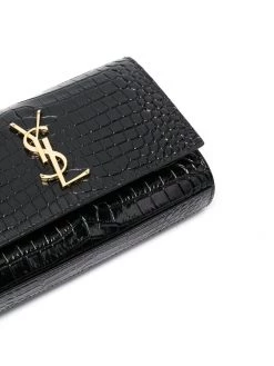 Saint Laurent crocodile-effect logo-plaque belt bag