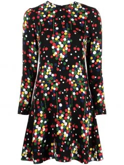 Saint Laurent long-sleeve polka-dot print dress
