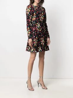 Saint Laurent long-sleeve polka-dot print dress