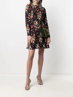 Saint Laurent long-sleeve polka-dot print dress