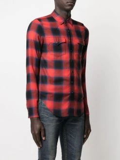 Saint Laurent check-print long-sleeve shirt